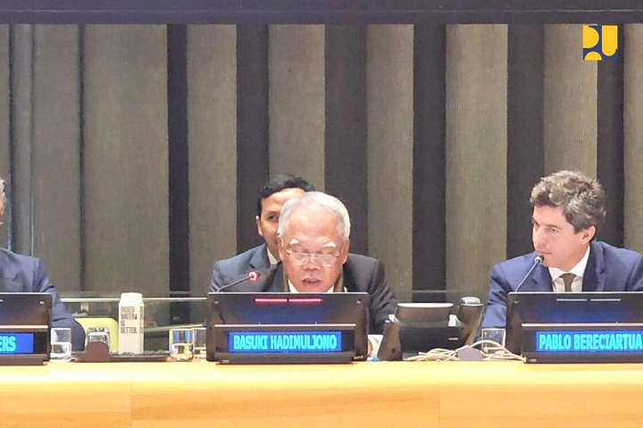 Menteri Pekerjaan Umum dan Perumahan Rakyat (PUPR) Basuki Hadimuljono menghadiri HELP Special Event: 6th UN Special Thematic Session on Water Disasters, Selasa (21/03) di New York, Amerika Serikat. Foto: pupr