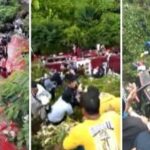 Sopir dan kernet bus pariwisata yang jatuh ke sungai di Guci Tegal kini jadi tersangka. Foto: Tangkapan Layar Medsos