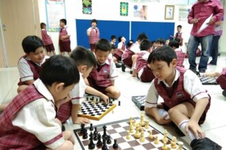 Para pecatur pelajar tengah mengikuti Festival Catur Pelajar Tingkat Nasional 2023. Foto/dok