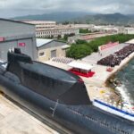 Upacara peluncuran kapal selam serangan nuklir taktis baru, di Korea Utara, dalam foto selebaran yang dirilis pada 8 September 2023. Foto: KCNA