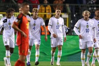 Laga Belgia vs Swedia dihentikan di jeda babak pertama. (REUTERS/YVES HERMAN)