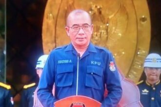 Ketua KPU RI, Hasyim Asy'ari saat berpidato dihadapan pimpinan parpol peserta pemilu 2024.(foto screenshot YT)