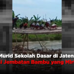 Viral Murid Sekolah Dasar di Jateng Lintasi Jembatan Bambu yang Miring