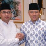 Sekretaris Jenderal Rekonsiliasi Masyarakat Indonesia (Sekjen Rekat Indonesia), Heikal Safar (kiri) bersama Ketua Umum (Ketum) Partai Demokrat, Agus Harimurti Yudhoyono akrab disapa AHY (kanan). Foto: Ist
