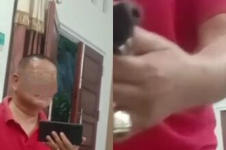 Pria todongkan pistol kelawan bicaranya akibat emosi diduga bahas uang Pemilu 2024. Foto: IG, @kabarnegri.official (tangkap layar)