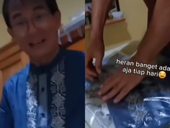Bapak non-Muslim borong baju koko. Foto: IG, @kabarnegri (tangkap layar).