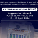 Kelas pelayanan pada KA Tambahan Yogyakarta – Gambir pp tersedia kelas eksekutif dan ekonomi. Stamformasi 1 rangkaiannya yaitu terdiri dari 5 kereta eksekutif stainless steel new generation dan 5 kereta ekonomi stainless steel new generation. Foto: KAI