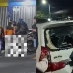 Mobil yang diduga digunakan berbuat mesum menabrak motor polisi. Foto: IG, @jemberawesome (tangkap layar)