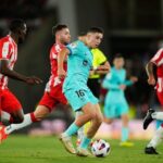 Foto: Aksi Fermin Lopez dalam laga La Liga antara Almeria vs Barcelona, Jumat (17/5/2024). (c) AP Photo/Jose Breton