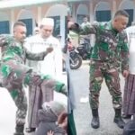 Oknum TNI emosi dan menendang kepala pengendara yang menabrak dirinya bersama istri yang sedang hamil. Foto: IG, @kabarnegri